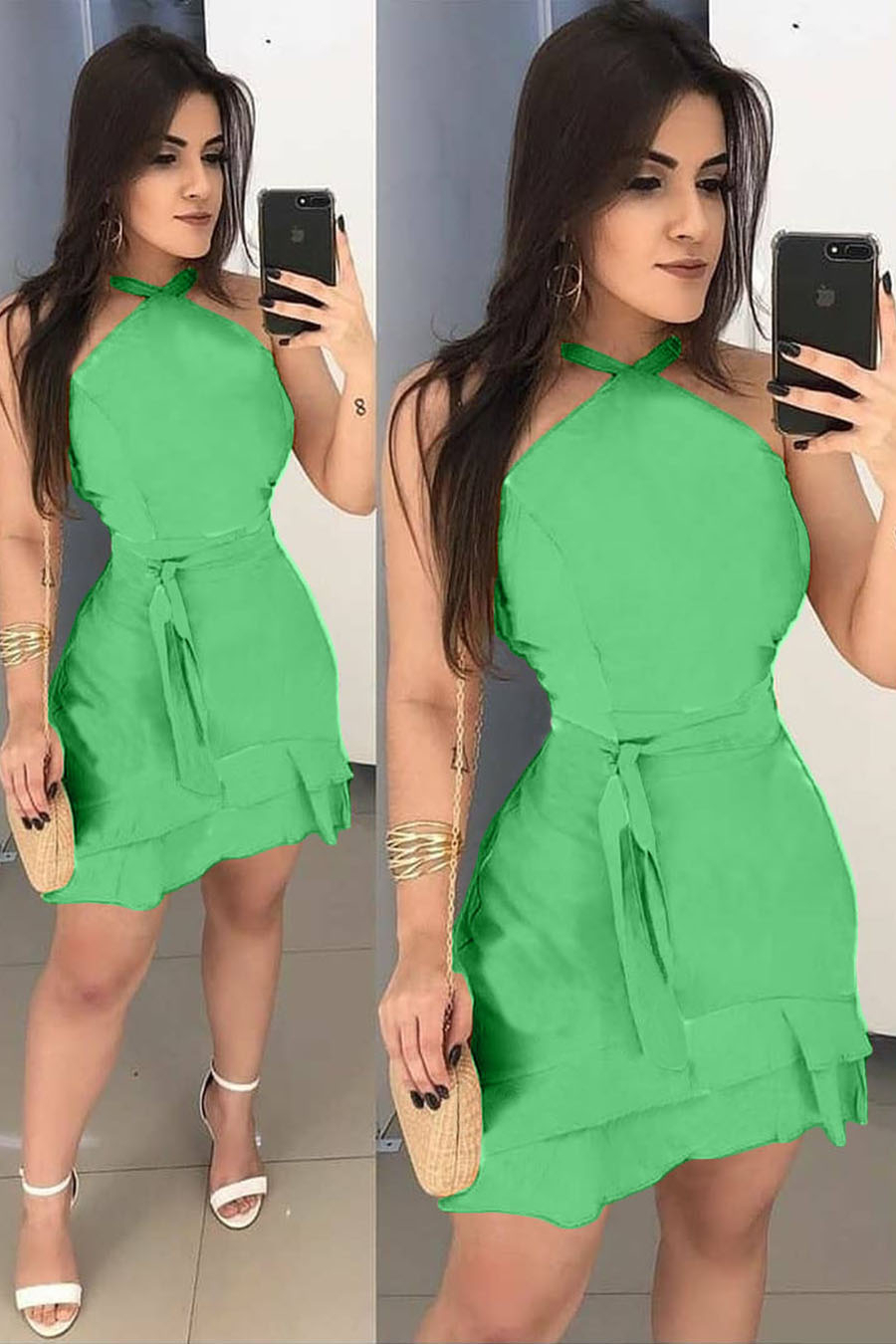 vestido curto verde