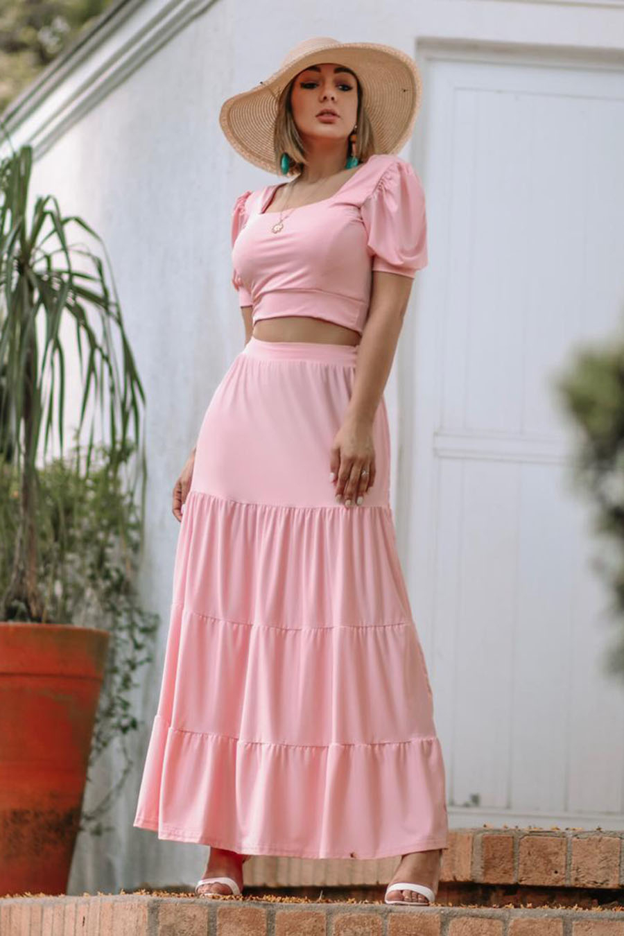 Conjunto Cropped e Saia Longa Ros Vitrine Outlet