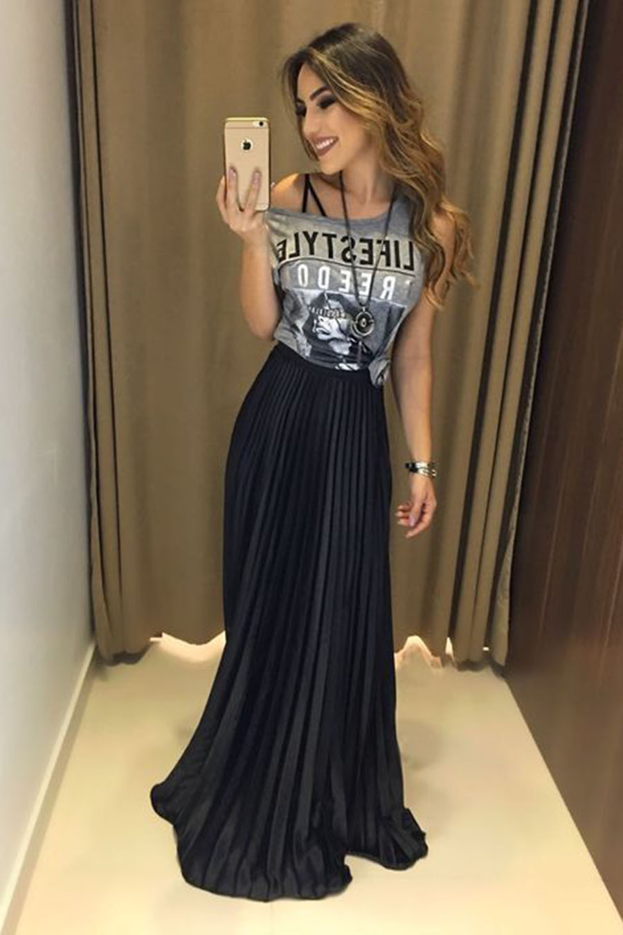 Saia longa shop preta