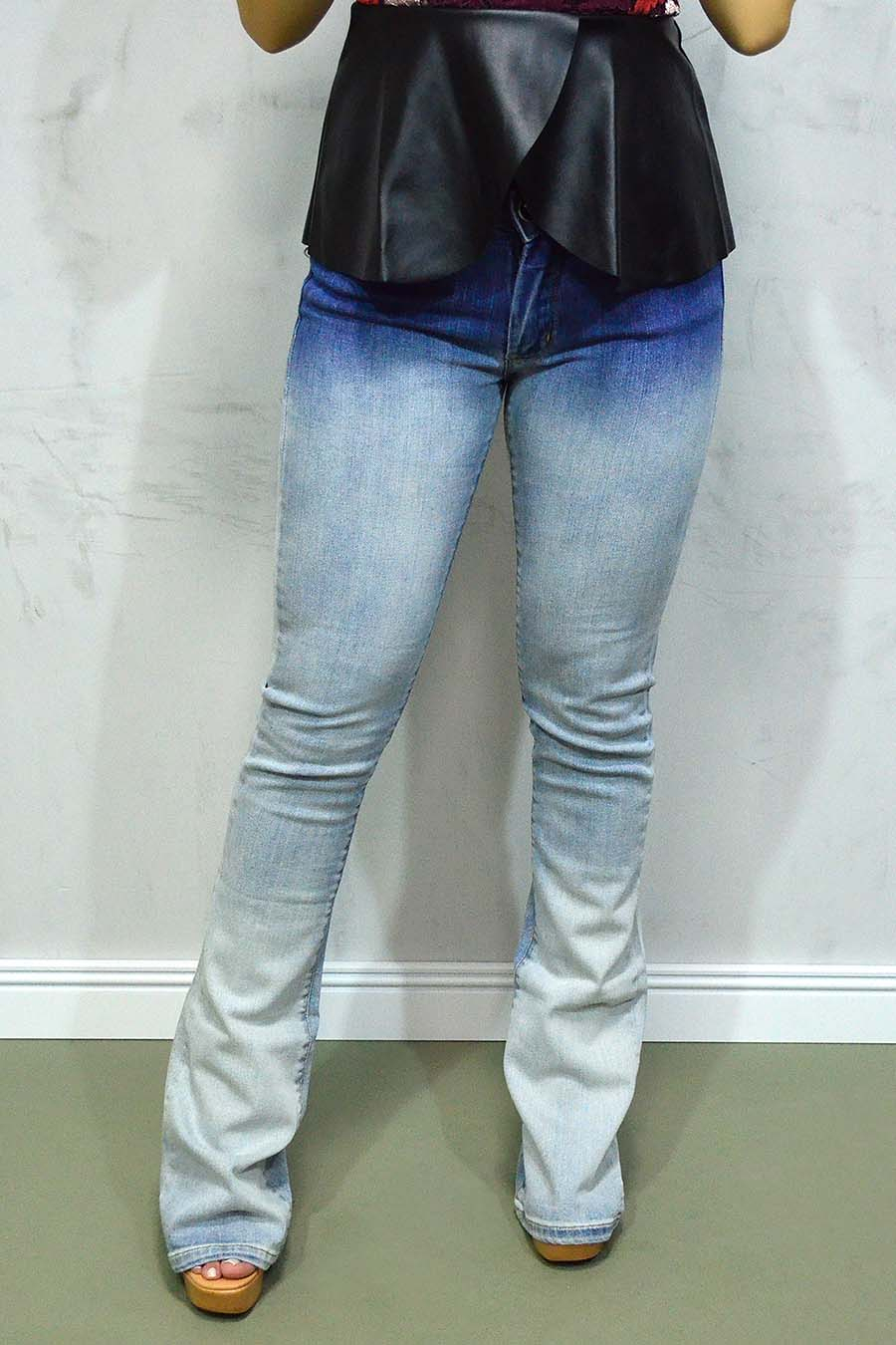 Calça Jeans Flare Degradê Azul