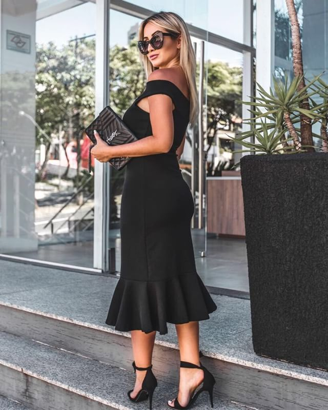 Vestido justo com babado embaixo best sale