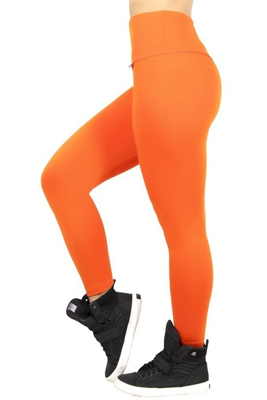 Legging Fitness Supplex Cós Alto Lisa Laranja