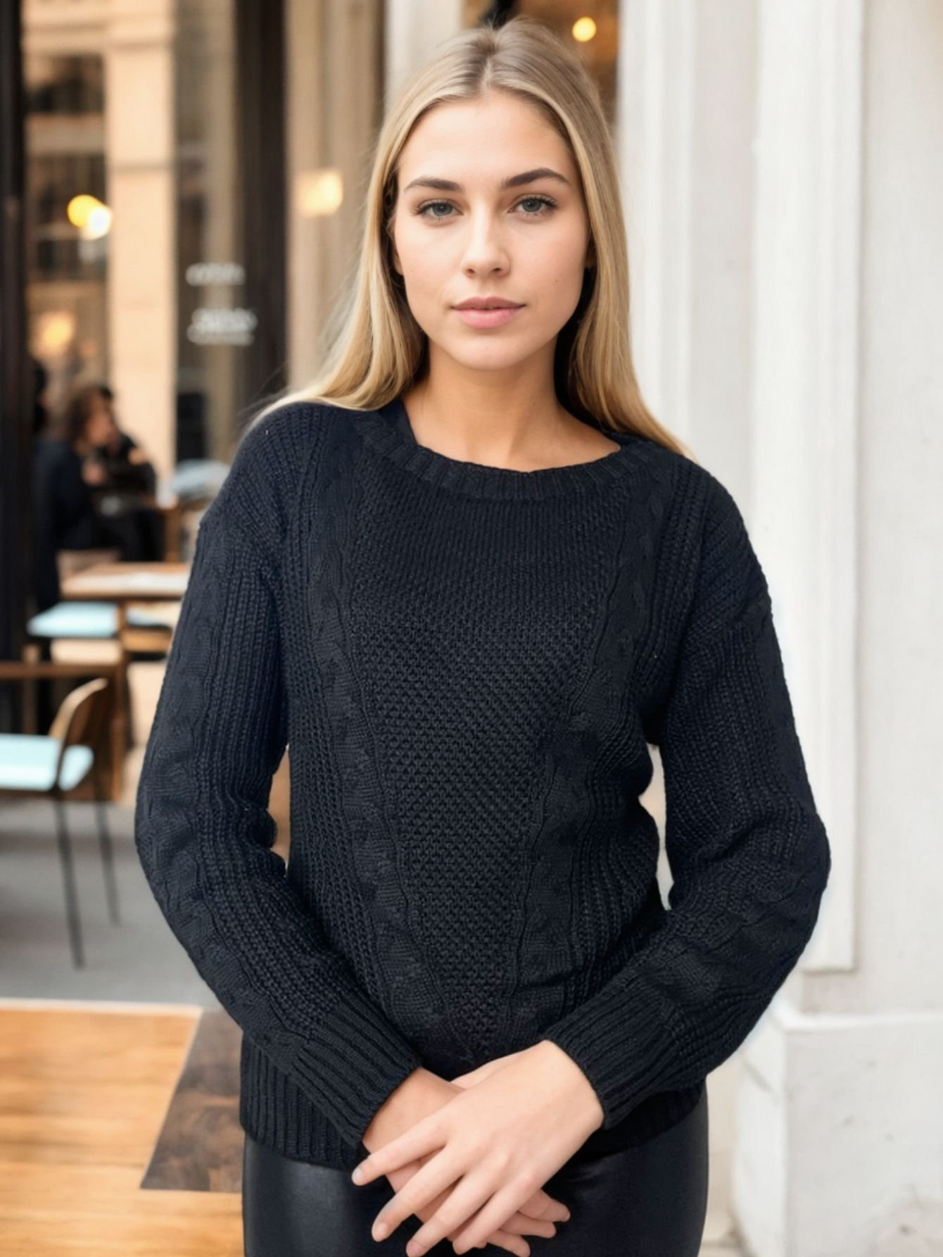 Blusa Tricot Manga Longa Tranças