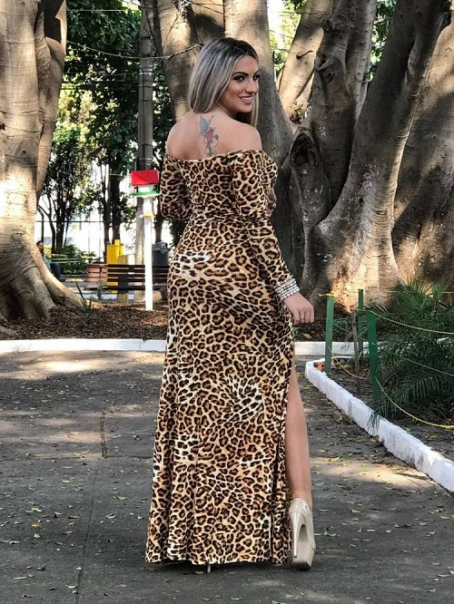 Vestido animal best sale print longo