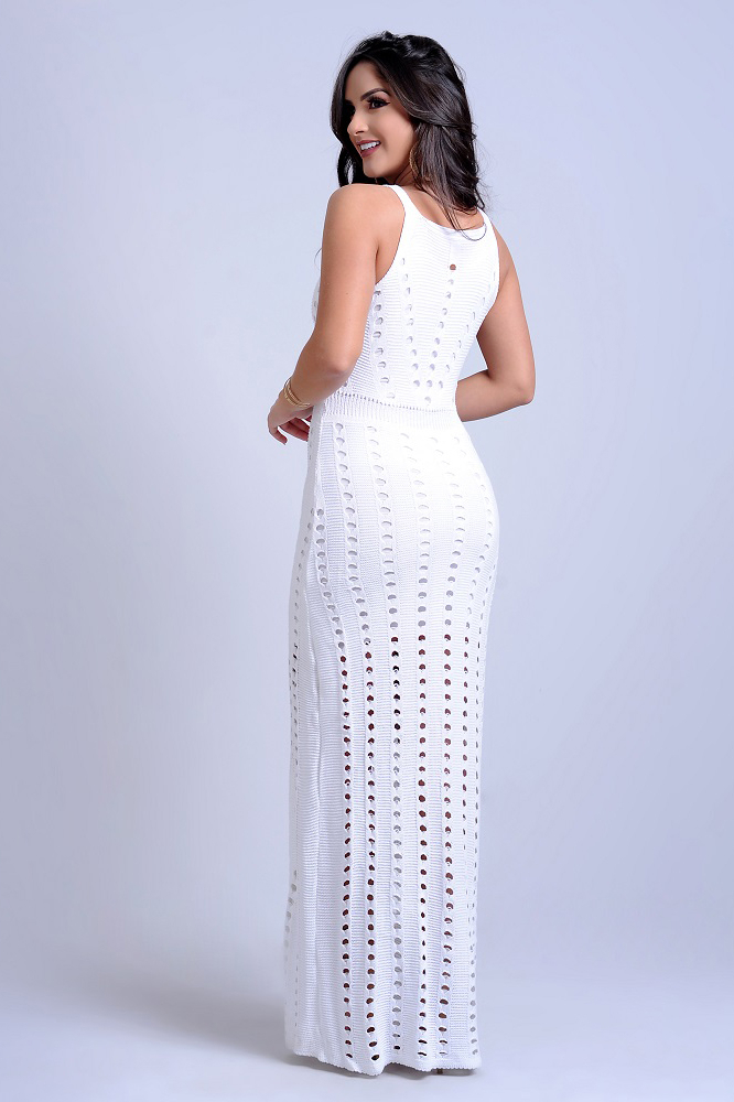 Vestido longo tricot branco sales