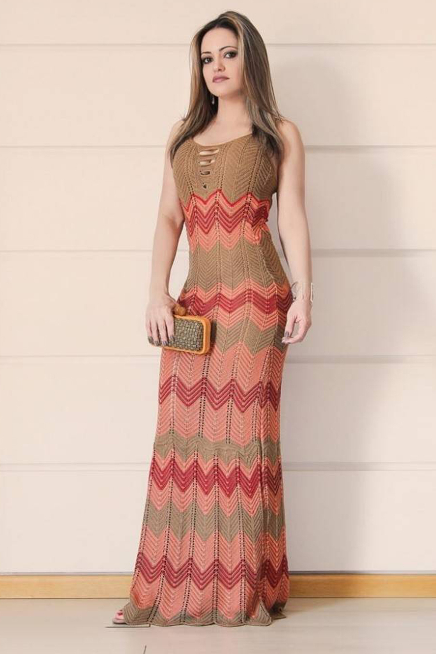 Vestido Longo Tric Leblon Caf Vitrine Outlet