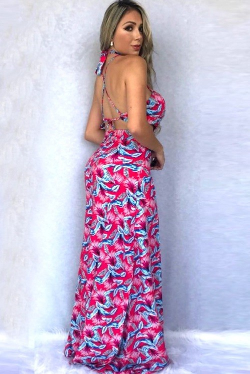 Vestido longo best sale com bojo estampado