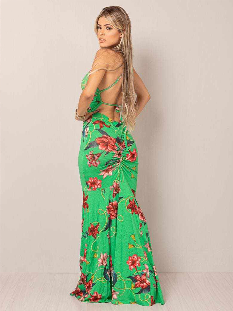 Vestido store sereia florido