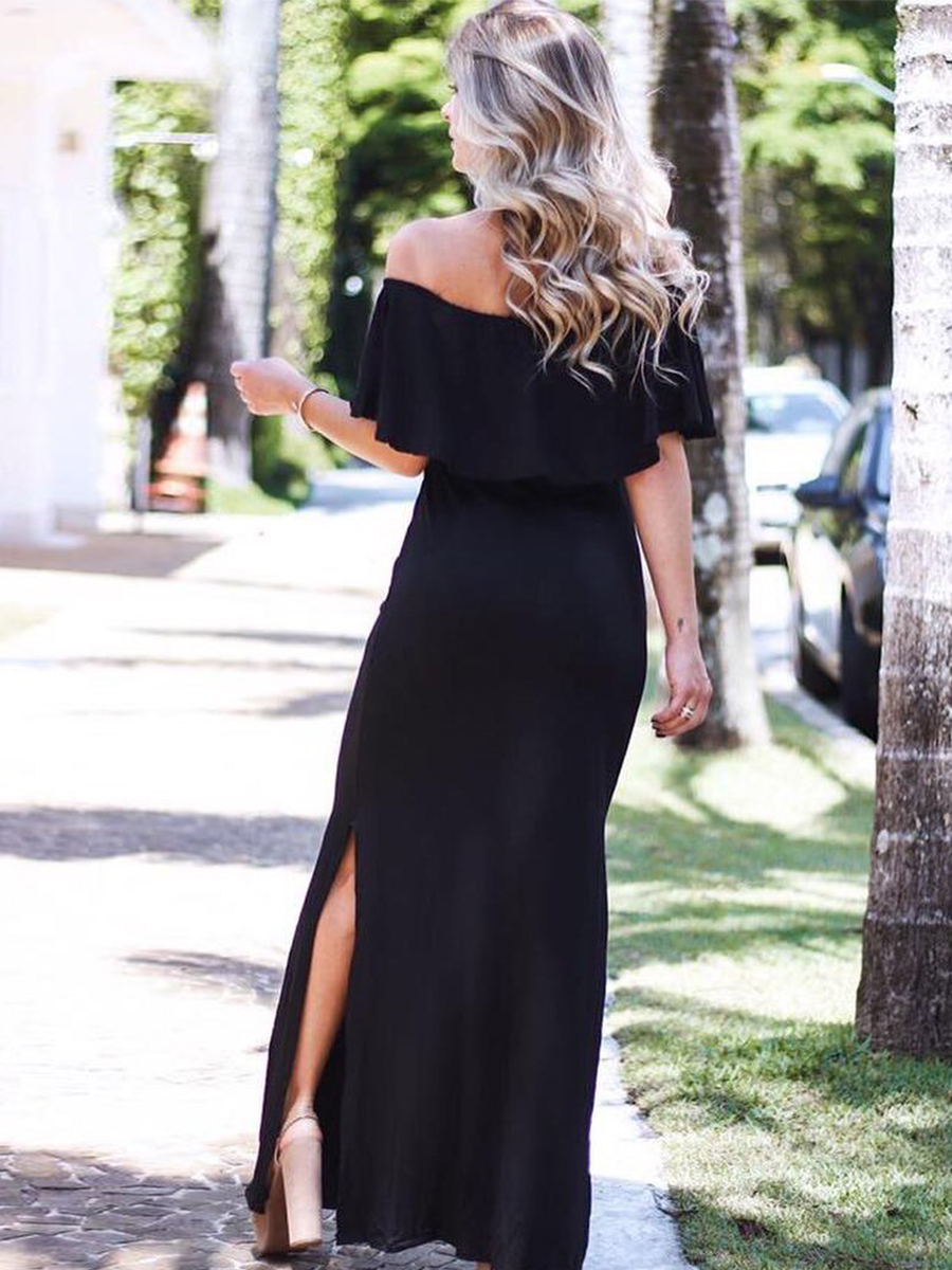 Vestido longo viscolycra preto discount