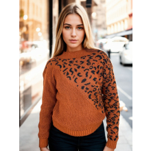 Blusa Tricô Manga Longa Animal Print