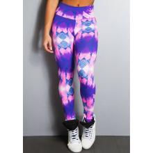 Legging Fitness Supplex Cós Alto Geométrica Lilás