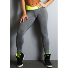 Legging Fitness Supplex Cinza Cós Alto Neon