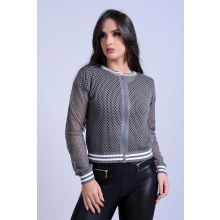 Jaqueta Bomber Vazada Cinza