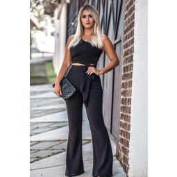 Conjunto Cropped Cal a Casual Preto Vitrine Outlet