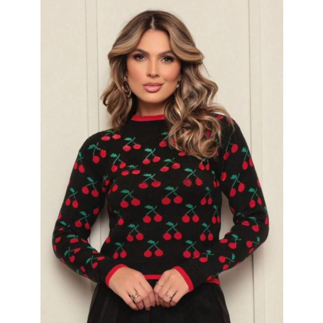 Blusa Tricô Modal Cereja Cherry